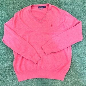 Ralph Lauren Men's V-Neck Sweater in Pink/Red